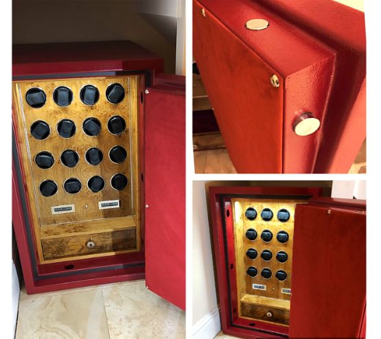 Lichfield Bespoke Safes Matt Red Grade 3 16 Watch Winder Safe - Size 5 (Holds 16 Watch Winders