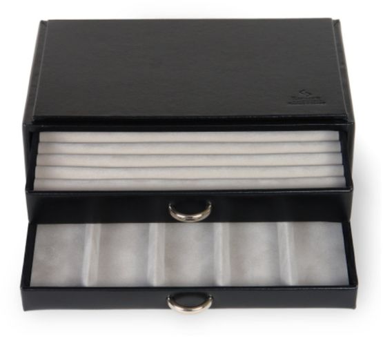Jewellery/ Watch Accessories 2 Drawer Jewellery Chest - Black - Bracelet & Flat Watch Chest