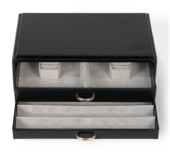 Jewellery/ Watch Accessories 2 Drawer Jewellery Chest - Black - Necklaces, Rings & Earrings Chest