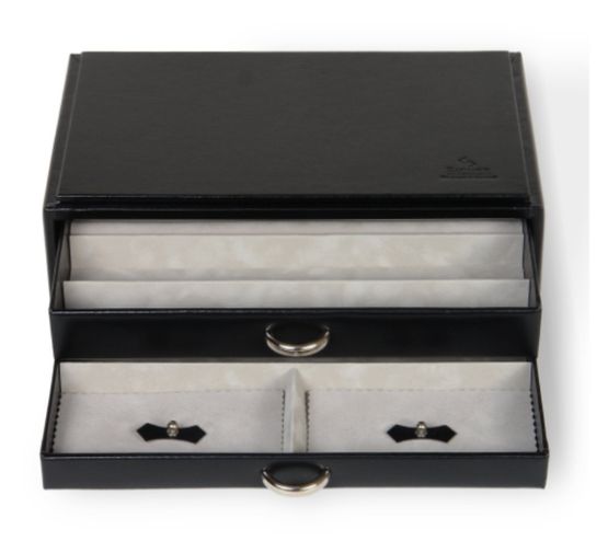 Jewellery/ Watch Accessories 2 Drawer Jewellery Chest - Black - Pearl Necklaces & Ring Chest