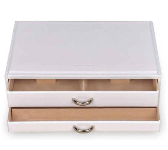 Jewellery/ Watch Accessories 2 Drawer Jewellery Chest - White - Necklaces, Rings & Earrings Chest