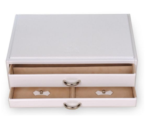 Jewellery/ Watch Accessories 2 Drawer Jewellery Chest - White - Pearl Necklaces & Rings Chest