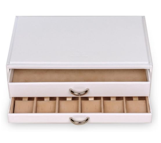 Jewellery/ Watch Accessories 2 Drawer Jewellery Chest - White - Rings & Earrings Chest