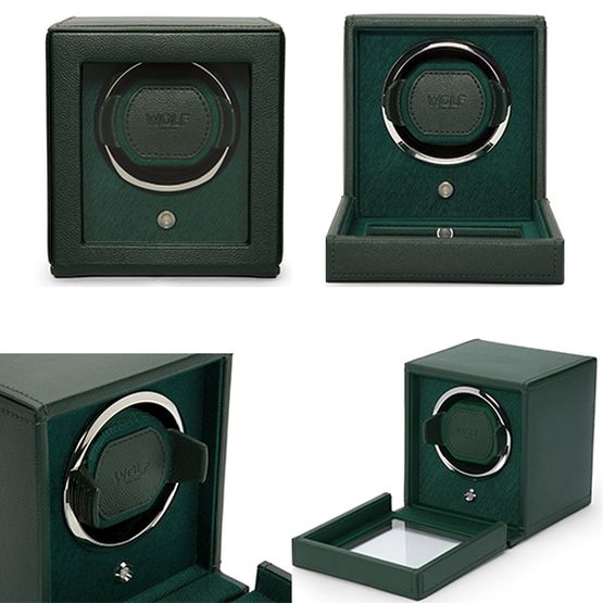 Jewellery/ Watch Accessories WOLF Cub Watch Winders With Cover - Single Dark Green