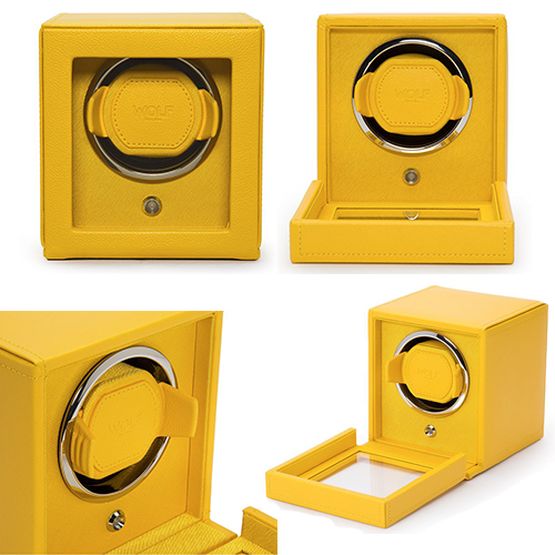Jewellery/ Watch Accessories WOLF Cub Watch Winders With Cover - Single Yellow
