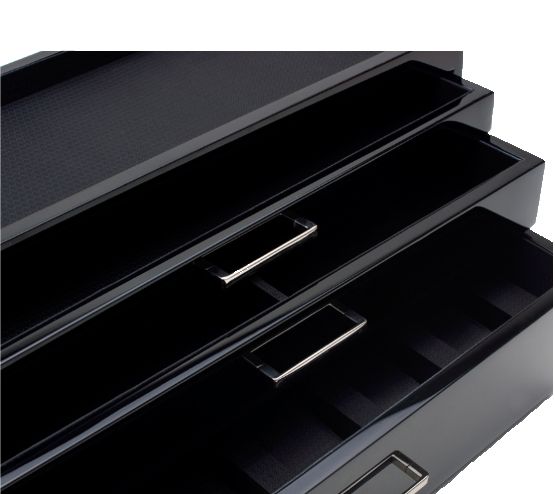 Jewellery/ Watch Accessories Wolf Meridian Black Watchbox - 3 drawers