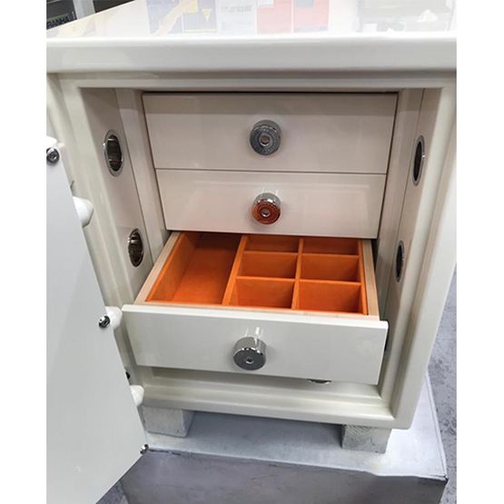 Lichfield Bespoke Safes Cream High Gloss Lacquer Grade 1 Jewellery Safe - 4 Soft Close Drawers