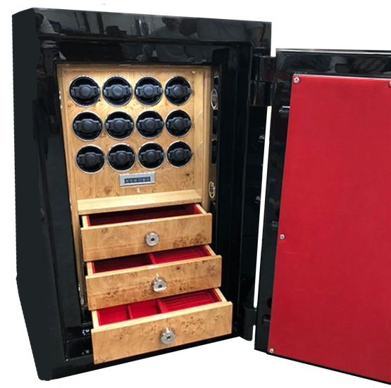 Jet Black High Gloss Lacquer and Pippy Oak - Grade 4 - Johnson's Of Lichfield Luxury Safes